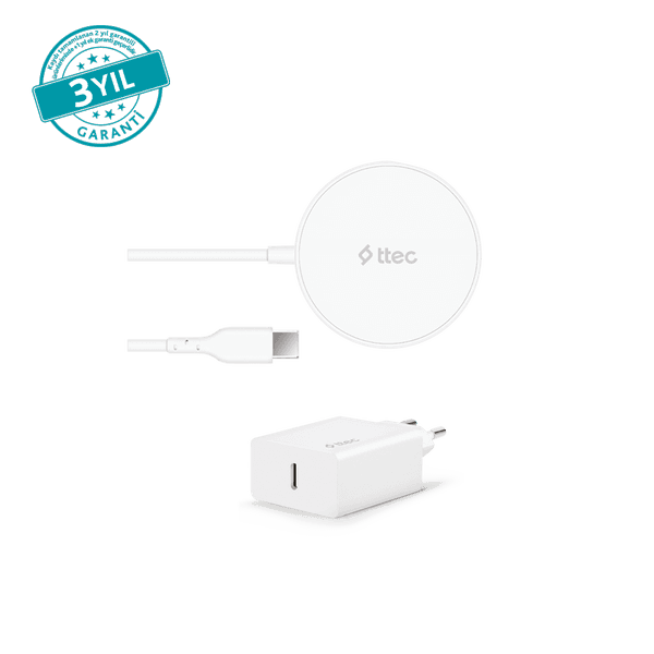ttec AirCharger M+ MagSafe Uyumlu Kablosuz Şarj Aleti ve PD 20W Seyahat Şarj Aleti