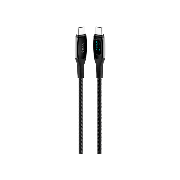 ttec AlumiCable LCD USB-C - USB-C 100W PD/QC 150cm Hızlı Şarj/Data Kablosu, Siyah
