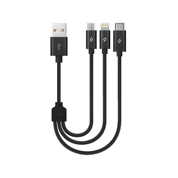 ttec Alumicable Mini Trio 30cm Şarj Kablosu USB-A - USB-C / Lightning / Micro USB