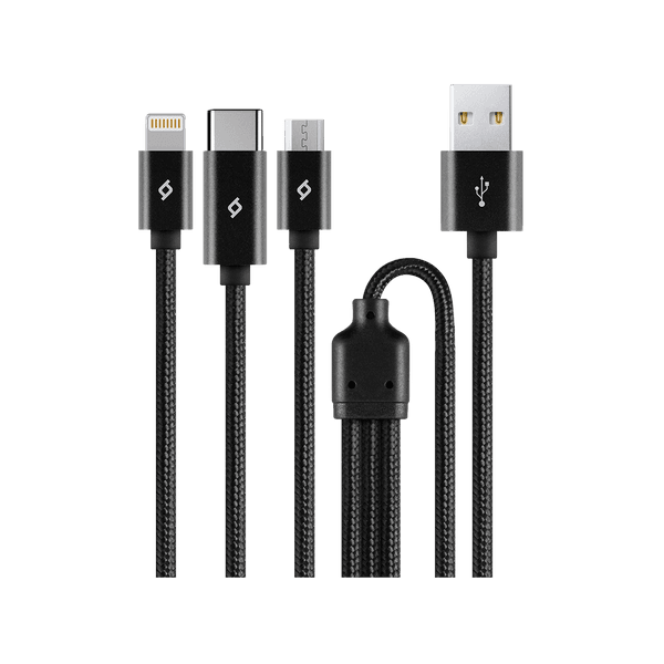 ttec AlumiCable Trio Şarj Kablosu 1mt. USB-A - USB-C / Lightning / Micro USB