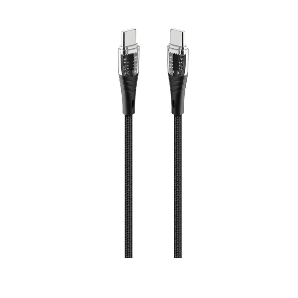 ttec ExtremeCable Ekstra Dayanıklı Transparan USB-C - USB-C 60W PD/QC 120cm Hızlı Şarj/Data Kablosu, Siyah