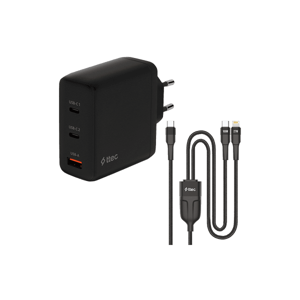 ttec Hediye Paketi 26 - SmartCharger Trio 120W Şarj Aleti ve AlumiCable Duo Şarj Kablosu