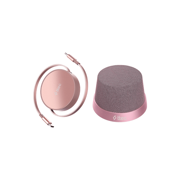 ttec Hediye Paketi 7 - Mini Makaralı Şarj Kablosu ve Vox Mini M Hoparlör (Pembe)