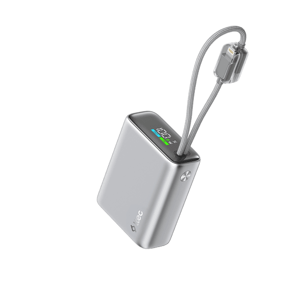 ttec ReCharger Pro TFT 10.000mAh PD 35W USB-C ve Lightning Dahili Kablolu Taşınabilir Hızlı Şarj Aleti / Powerbank
