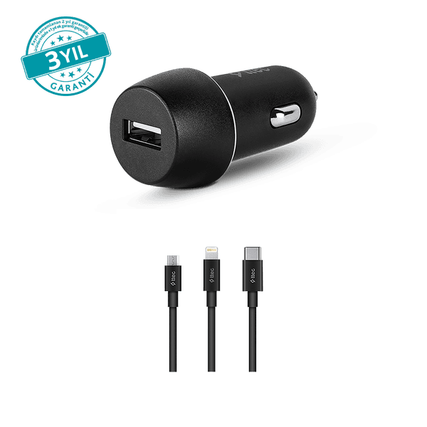 ttec SmartCharger 2.1A Araç Şarj Aleti + Trio Kablo