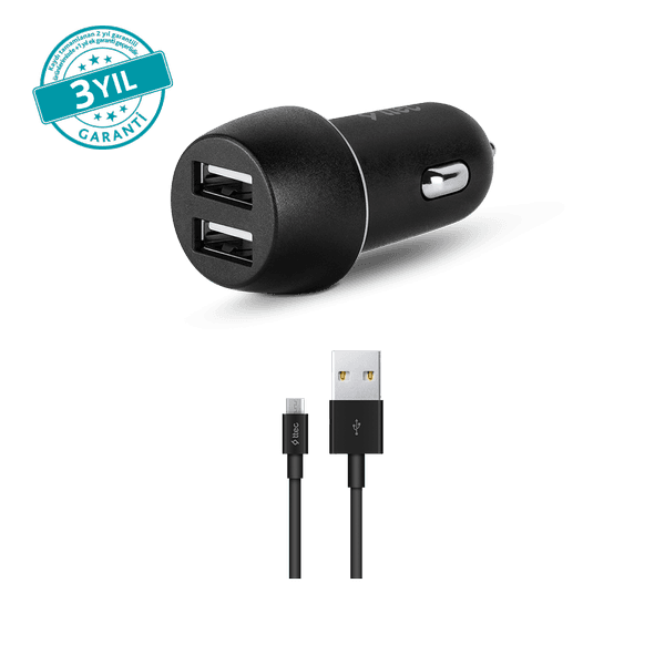 ttec SmartCharger Duo 3.1A Araç Şarj Aleti Çift USB + Micro USB Kablo