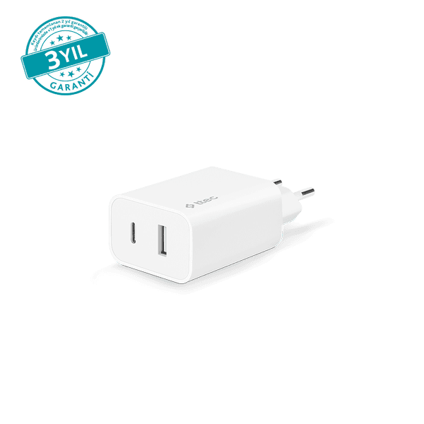 ttec SmartCharger Duo PD 32W Seyahat Hızlı Şarj Aleti USB-C + USB-A