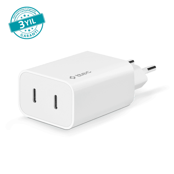 ttec SmartCharger Duo PD 40W Seyahat Hızlı Şarj Aleti USB-C + USB-C