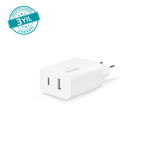 ttec SmartCharger Duo USB-C + USB-A 2.4A Seyahat Şarj Aleti