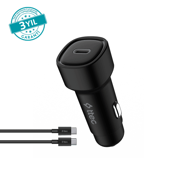 ttec SmartCharger PD 30W Araç Hızlı Şarj Aleti USB-C - USB-C 3A Kablo