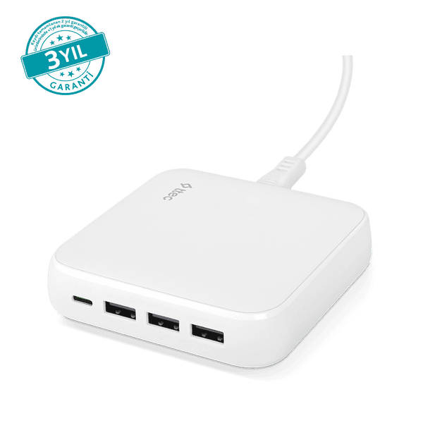 ttec SmartCharger Quattro GaN 65W PD Seyahat Hızlı Şarj Aleti USB-C + 3 USB-A
