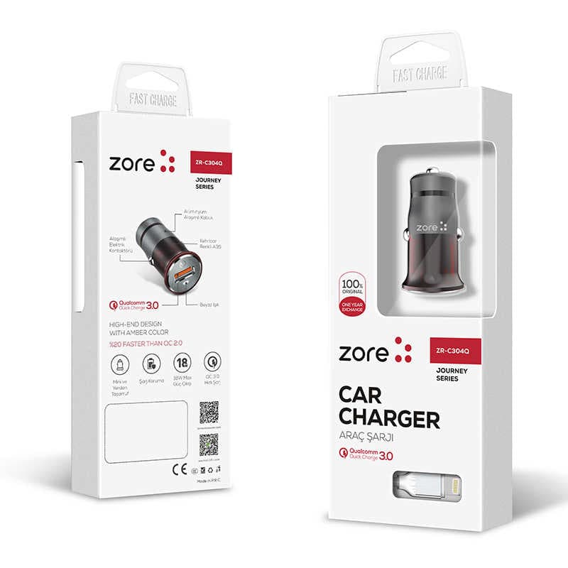 Zore ZR-C304Q Lightning Araç Şarj Seti